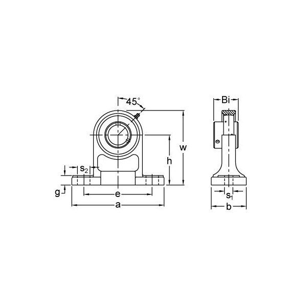 SINGLE ROW BALL BEARING - 45MM WIDE SET SCREW PEDESTAL BASE PILLOW BLOCK